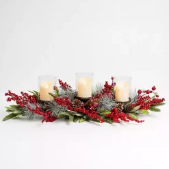 Christmas Centerpieces>Kirklands Home Frosted Berry Candle Centerpiece Red