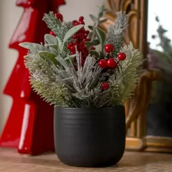 Christmas Arrangements & Garland>Kirklands Home Frosted Red Berry Pinecone Christmas Arrangement