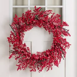 Wreaths>Kirklands Home Frosted Berry Wreath Red