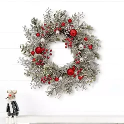 Christmas Wreaths>Kirklands Home Frosted Silver Berries and Ornaments Wreath