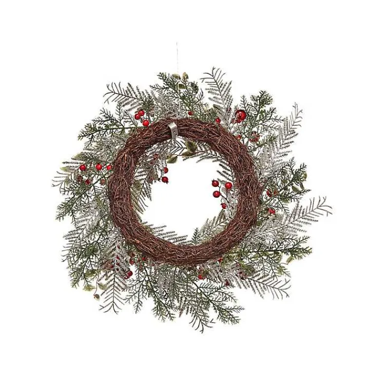 Christmas Wreaths>Kirklands Home Frosted Silver Berries and Ornaments Wreath