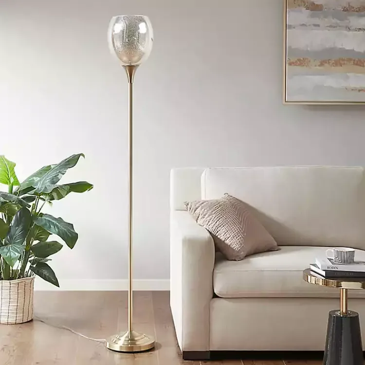 Kirklands Home Frosted Starlight Golden Floor Lamp White Discount