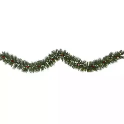 Christmas Arrangements & Garland>Kirklands Home Frosted Swiss Pine and Berry Clear LED Garland Green