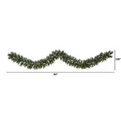 Christmas Arrangements & Garland>Kirklands Home Frosted Swiss Pine and Berry Clear LED Garland Green