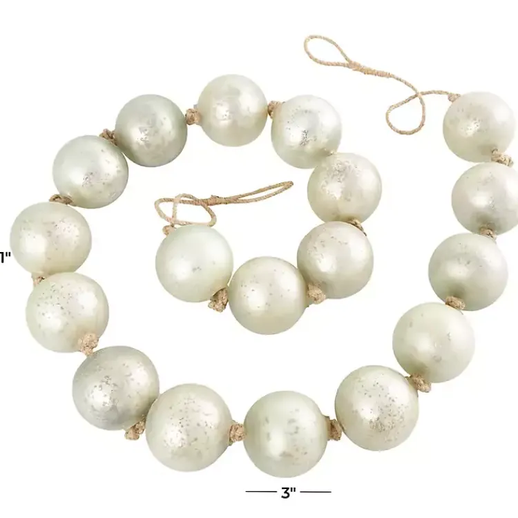 Decorative Accents>Kirklands Home Frosted Glass Orb Garland White