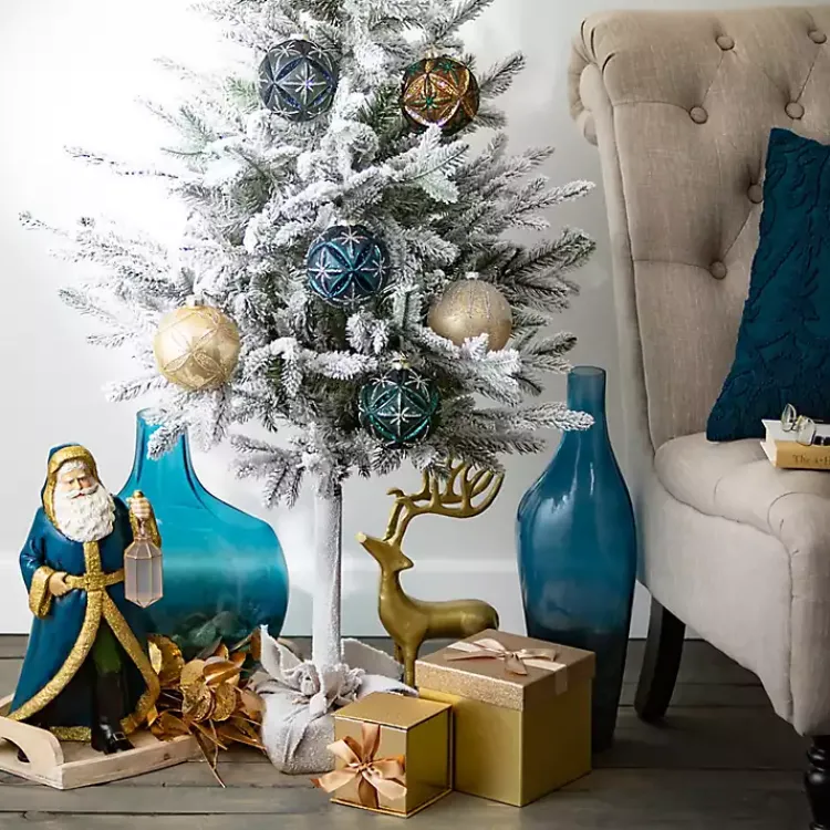 Christmas Trees>Kirklands Home 4ft. Flocked Pine Christmas Tree in Burlap Sack