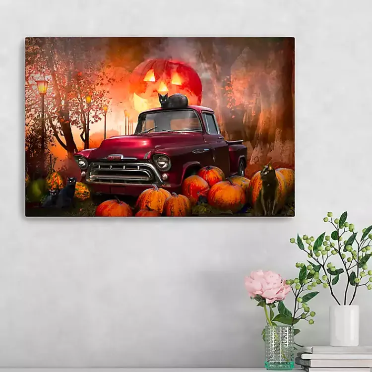 Halloween>Kirklands Home Full Moon Jack O Lantern Canvas Art Print, 16x24