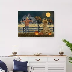 Halloween>Kirklands Home Full Moon Scarecrow Canvas Art Print, 24x32