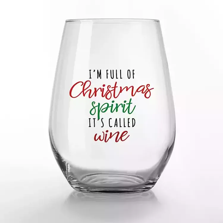 Christmas Dining & Entertaining>Kirklands Home Full of Christmas Spirit Wine Glasses, Set of 2 Clear