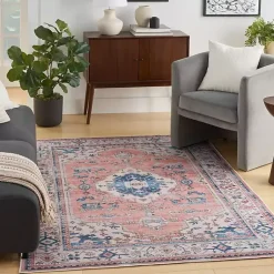Kirklands Home Fulton Coral Medallion Area Rug, 5x7 Pink Best