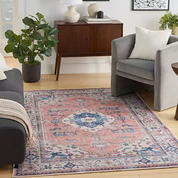 Kirklands Home Fulton Coral Medallion Area Rug, 7x9 Pink Outlet