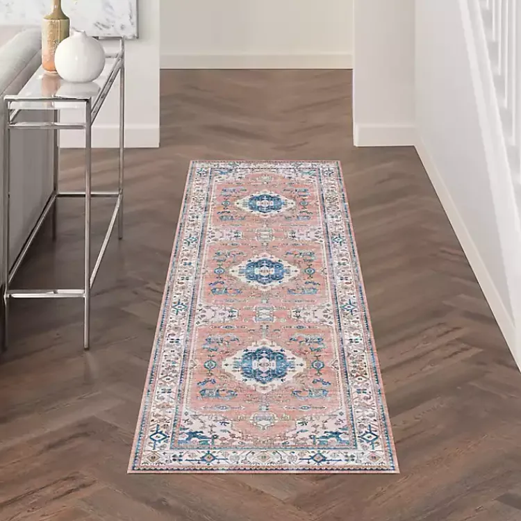 Kirklands Home Fulton Coral Medallion Runner, 2x7 Pink Discount