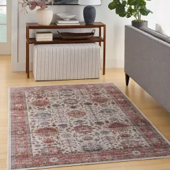 Kirklands Home Fulton Red Floral Medallion Area Rug, 7x10 Clearance