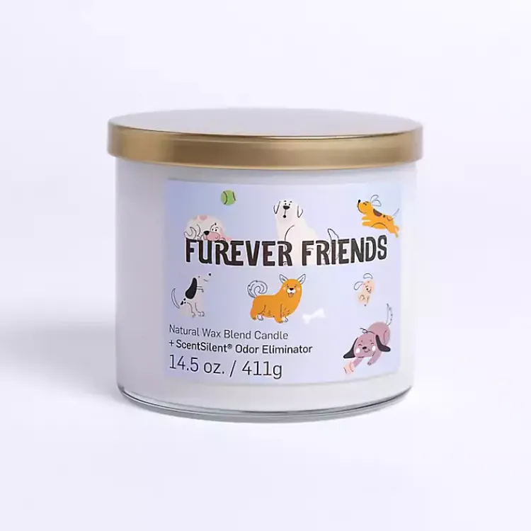 Candles>Kirklands Home Furever Friends + ScentSilent 3-Wick Jar Candle White