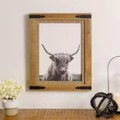 Kirklands Home Furry Highland Cow Framed Art Print New
