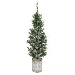 Christmas Arrangements & Garland>Kirklands Home Galvanized Bucket Snowy Christmas Tree, 35 in. Green
