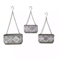 Kirklands Home Galvanized Hanging Bucket Planters, Set of 3 Silver Outlet