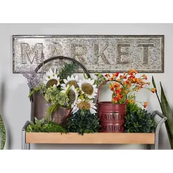 Kirklands Home Galvanized Iron Market Wall Sign Silver Sale