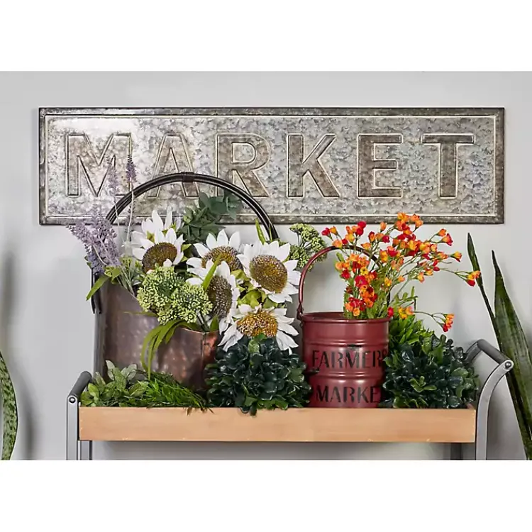 Kirklands Home Galvanized Iron Market Wall Sign Silver Sale