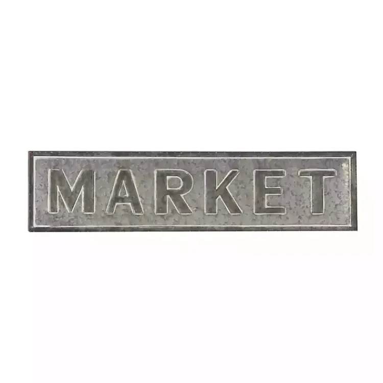 Kirklands Home Galvanized Iron Market Wall Sign Silver Sale