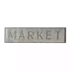 Kirklands Home Galvanized Iron Market Wall Sign Silver Sale