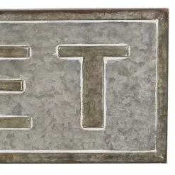 Kirklands Home Galvanized Iron Market Wall Sign Silver Sale