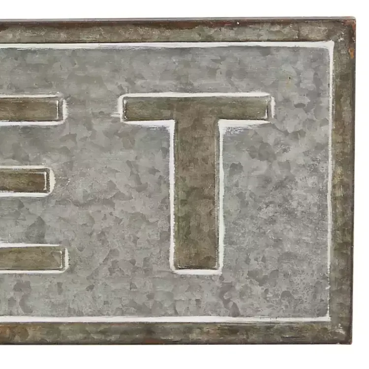 Kirklands Home Galvanized Iron Market Wall Sign Silver Sale