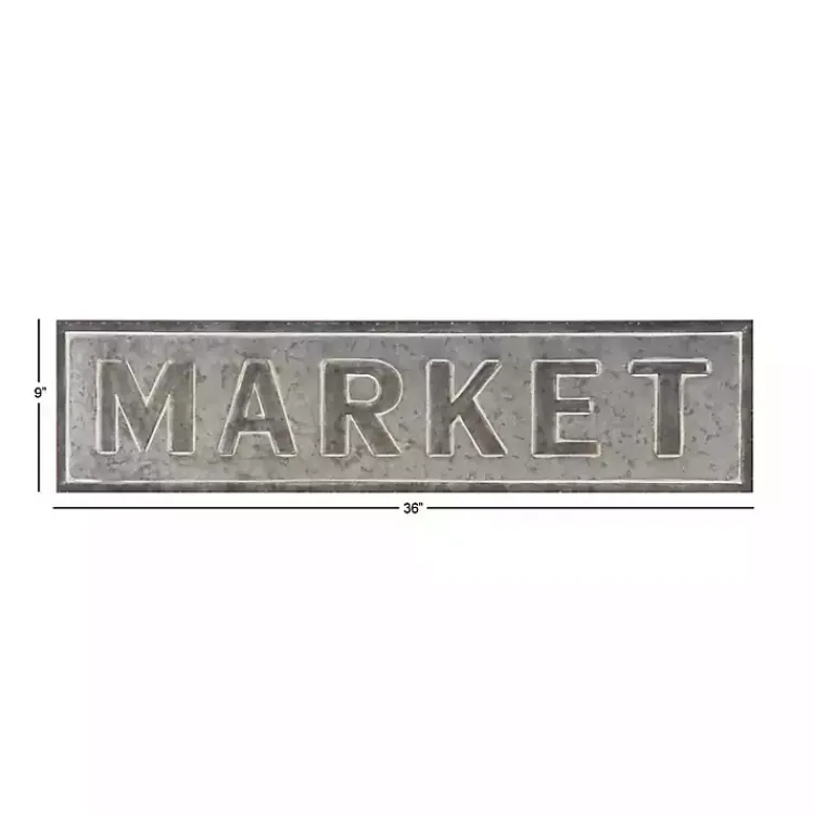 Kirklands Home Galvanized Iron Market Wall Sign Silver Sale