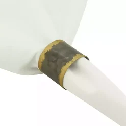 Kirklands Home Galvanized Metal Gold Rim Napkin Rings, Set of 4 New