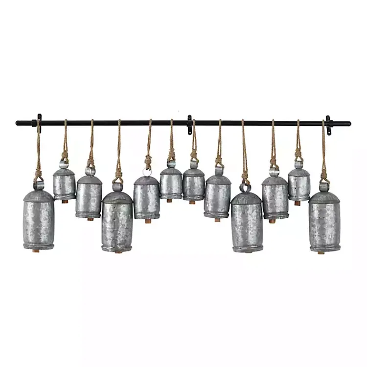 Decorative Accents>Kirklands Home Galvanized Round Bells Wall Plaque Silver
