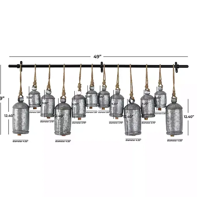 Decorative Accents>Kirklands Home Galvanized Round Bells Wall Plaque Silver