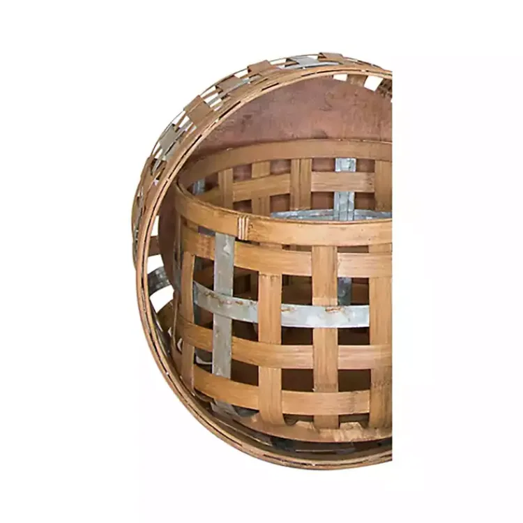 Baskets & Boxes>Kirklands Home Galvanized Woven Wicker Baskets, Set of 3
