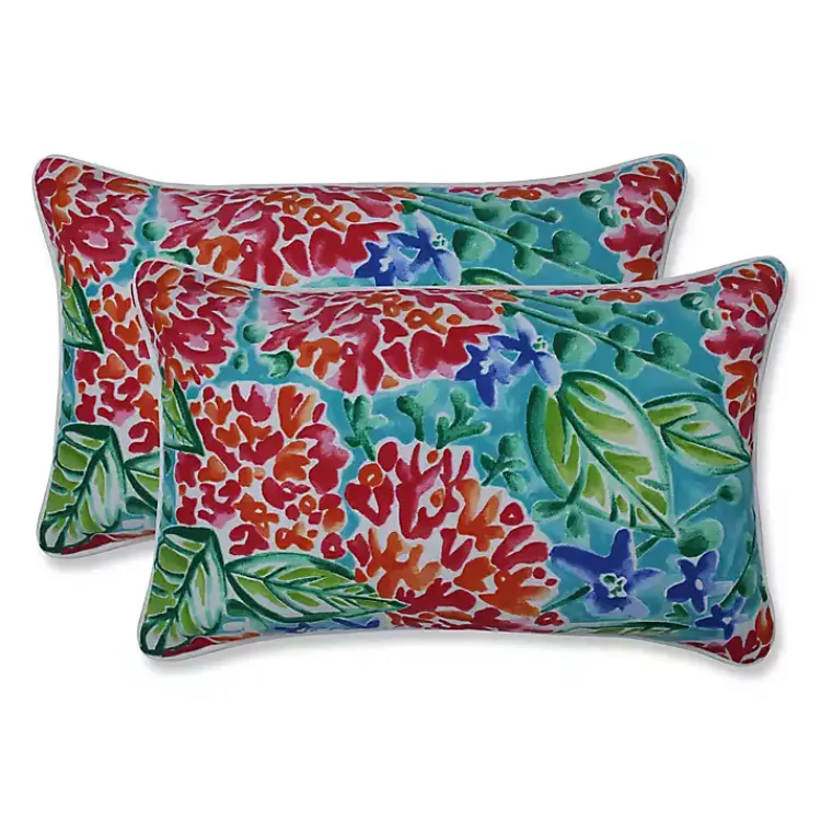 Kirklands Home Garden Blooms Outdoor Lumbar Pillows, Set of 2 Multi Outlet