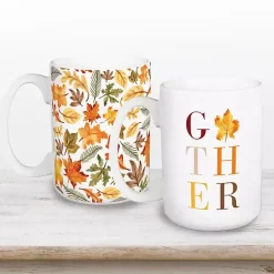 Fall>Kirklands Home Gather & Fall Leaves Mugs, Set of 2