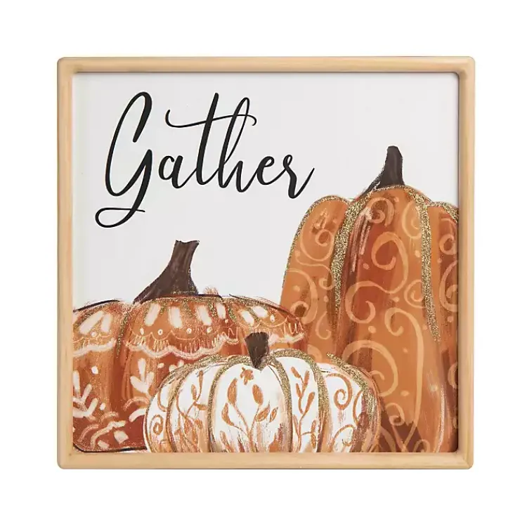 Fall>Kirklands Home Gather Pumpkins Framed Wall Plaque
