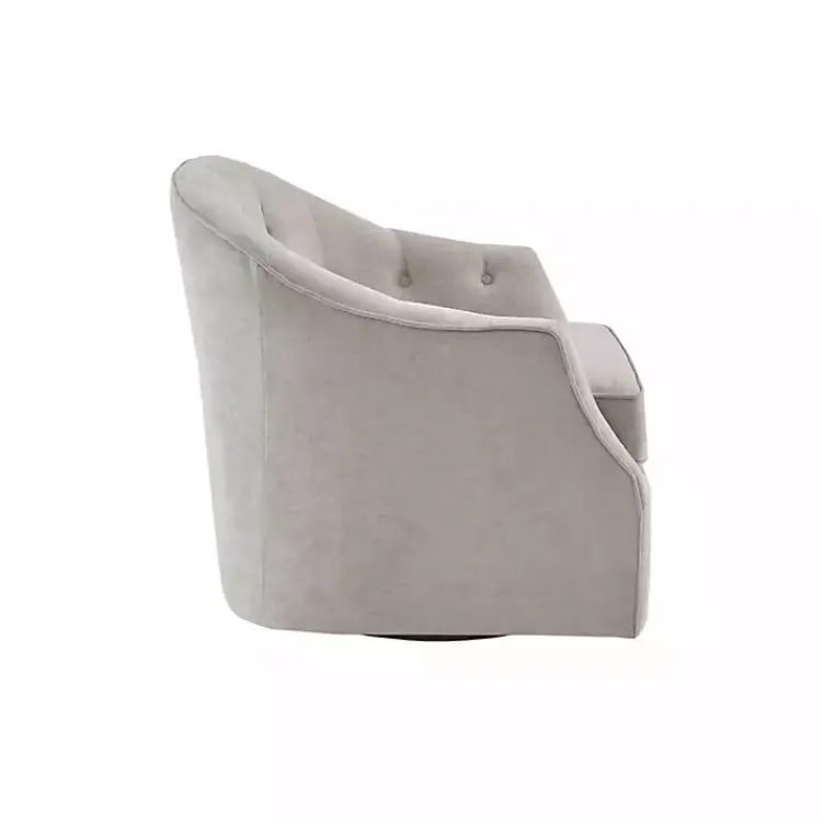 Kirklands Home Gayla Taupe Button Tufted Swivel Accent Chair Gray Outlet