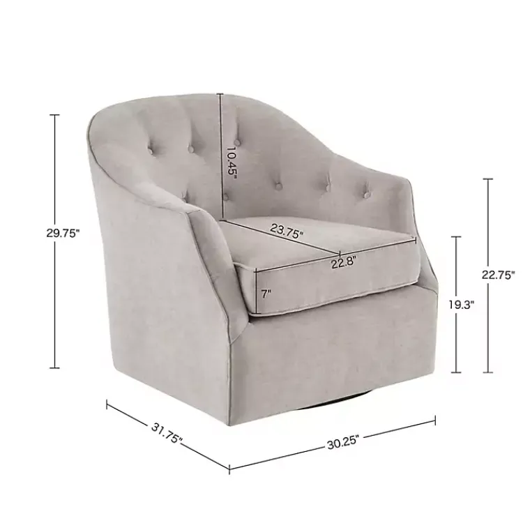 Kirklands Home Gayla Taupe Button Tufted Swivel Accent Chair Gray Outlet