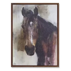 Kirklands Home Gazing Horse Framed Cavnas Art Print Brown Hot