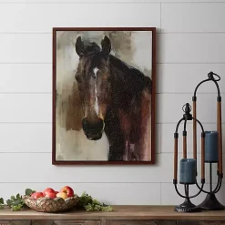 Kirklands Home Gazing Horse Framed Cavnas Art Print Brown Hot