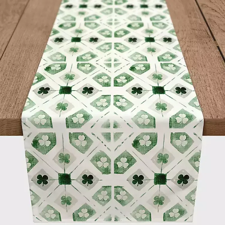 St Patricks Day Decorations>Kirklands Home Geometric Shamrock Table Runner, 90 in.