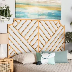 Kirklands Home Geometric Weave Rat Queen Headboard Tan