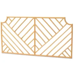 Kirklands Home Geometric Weave Rat Queen Headboard Tan