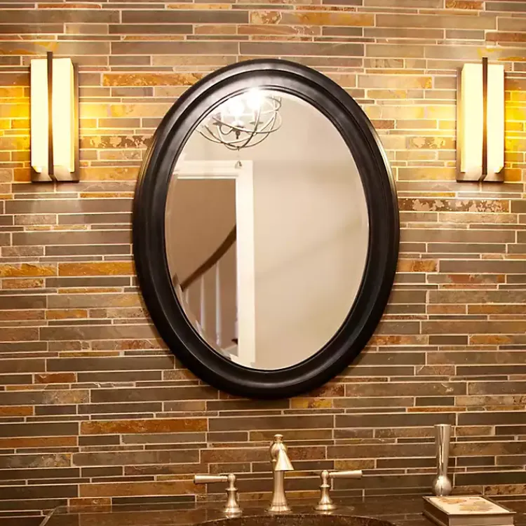 Kirklands Home George Ridged Oval Wall Mirror Black Hot