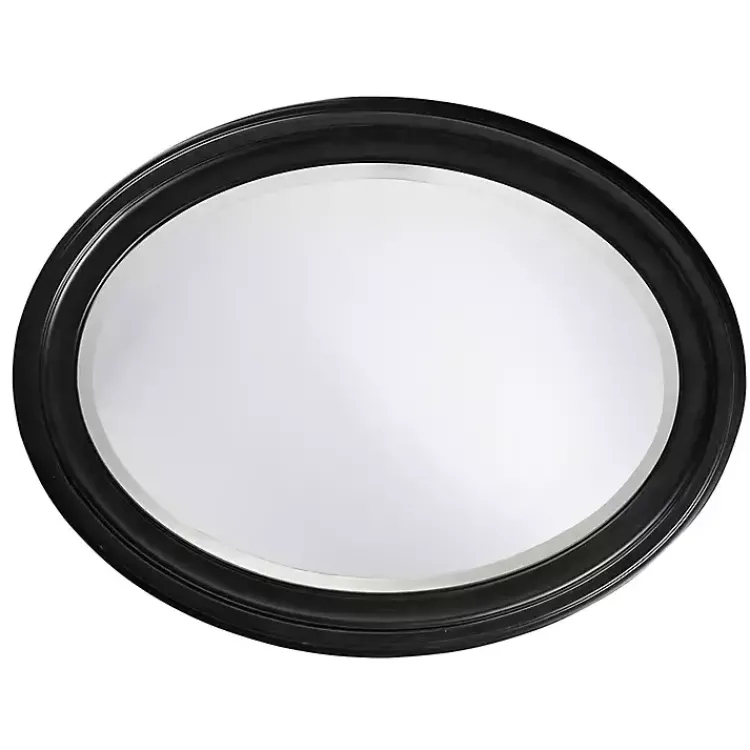 Kirklands Home George Ridged Oval Wall Mirror Black Hot
