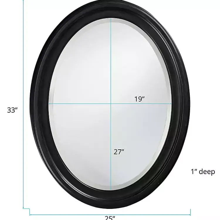 Kirklands Home George Ridged Oval Wall Mirror Black Hot