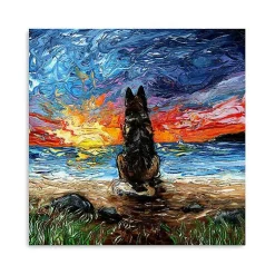 Kirklands Home German Shepherd Beach Days Canvas Art Print Multi New