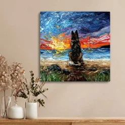 Kirklands Home German Shepherd Beach Days Canvas Art Print Multi New