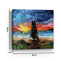 Kirklands Home German Shepherd Beach Days Canvas Art Print Multi New