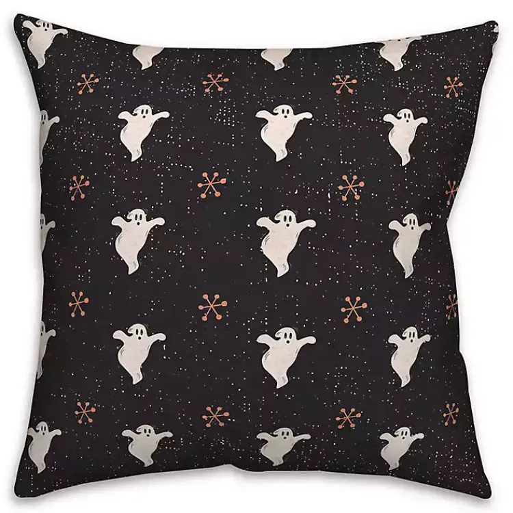 Halloween>Kirklands Home Ghost Pattern Pillow Black