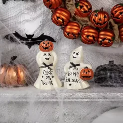 Halloween>Kirklands Home Ghosts and Jack-O-Lanterns Figurines, Set of 2